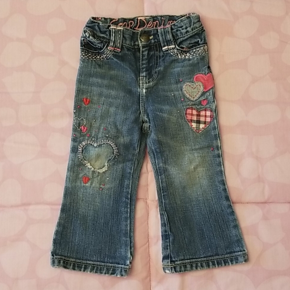 GAP Bottoms Gap Baby Girl Distressed Heart Patch Bootleg Jeans